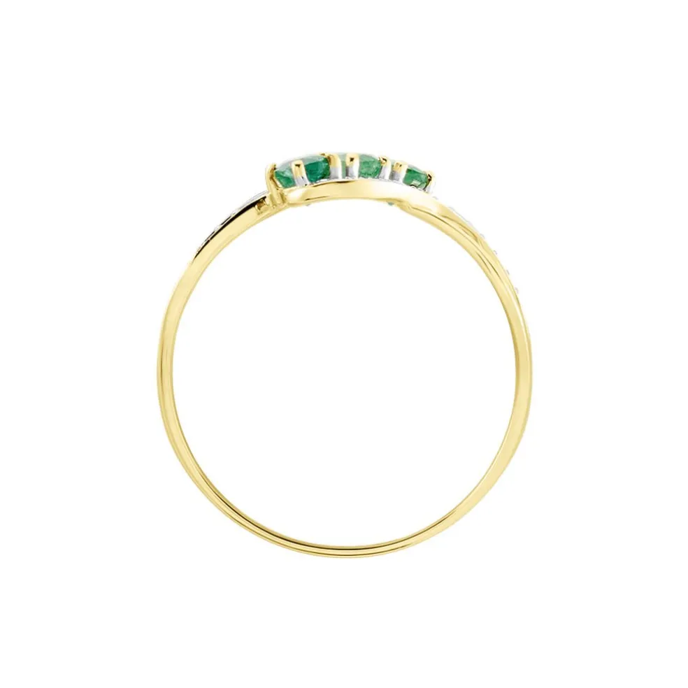 Bague Simma Or Jaune Diamant Et Emeraude