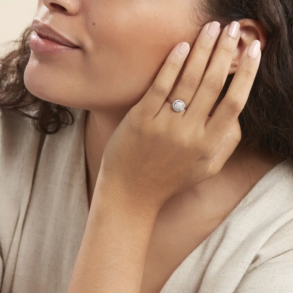 Bague Soleil D'hiver Or Blanc Diamant Divers