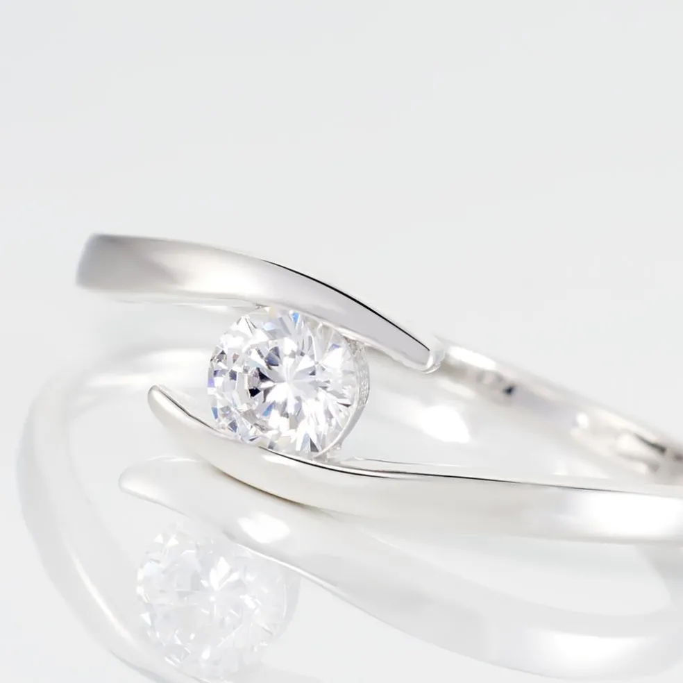 Bague Solitaire Camilia Or Blanc Oxyde De Zirconium