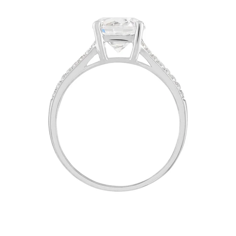 Bague Solitaire Carolina Or Blanc Oxyde De Zirconium