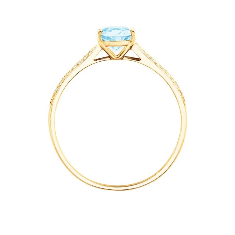 Bague Solitaire Crista Or Jaune Topaze Et Oxyde