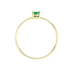 Bague Solitaire Goutte Or Jaune Emeraude