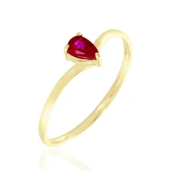 Bague Solitaire Goutte Or Jaune Rubis