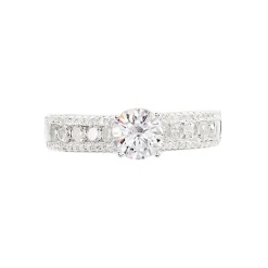 Bague Solitaire Hamane Argent Blanc Oxyde De Zirconium
