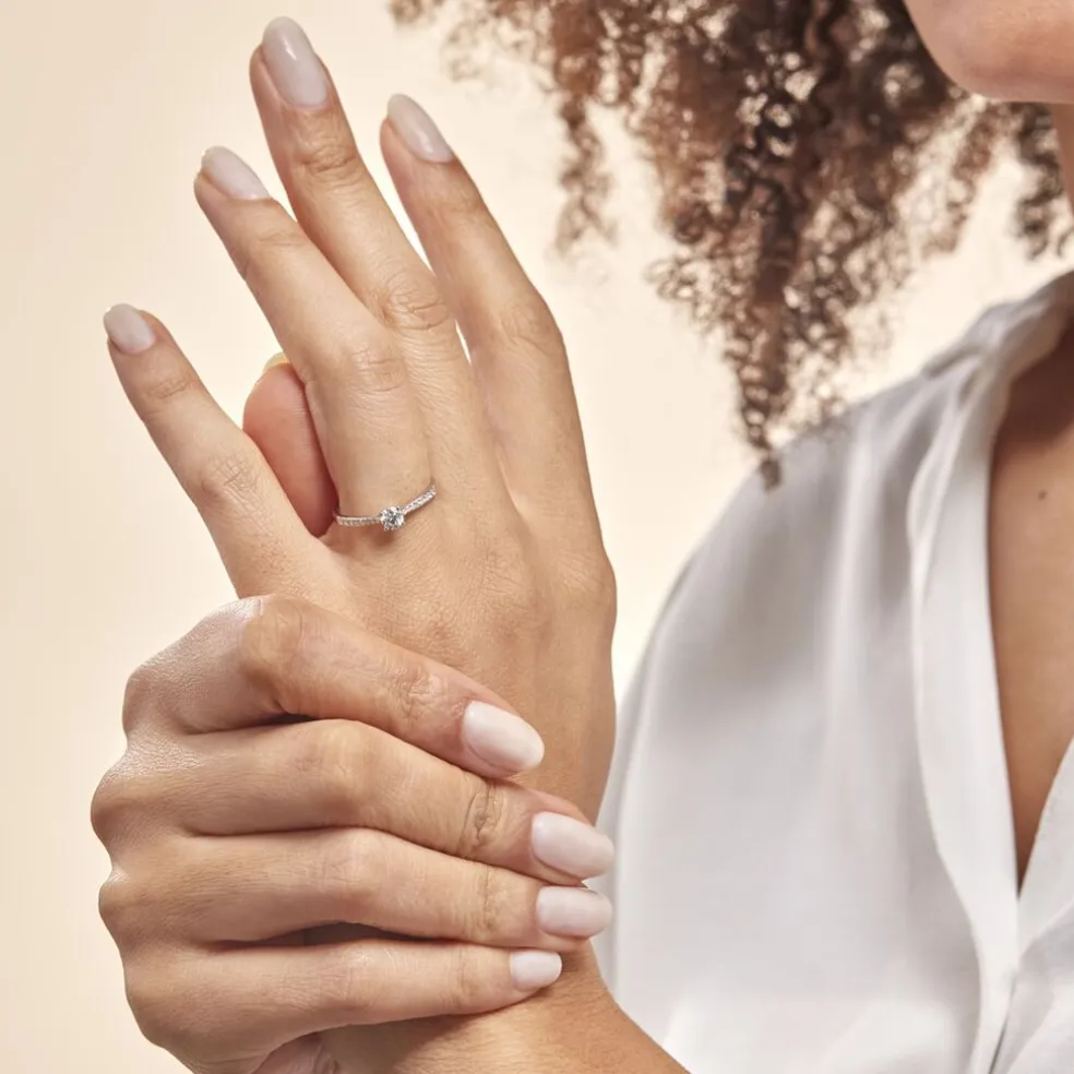 Bague Solitaire Hemera Or Blanc Diamant