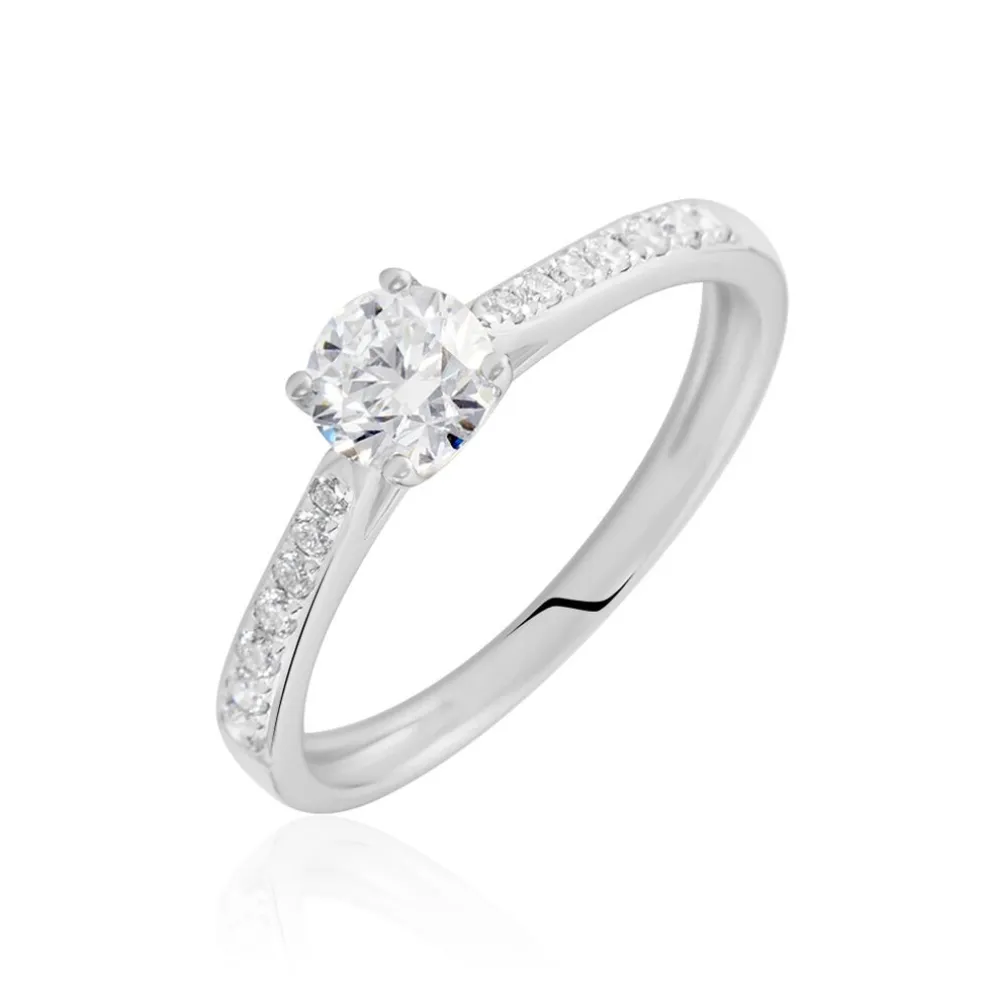 Bague Solitaire Hemera Or Blanc Diamant Synthetique