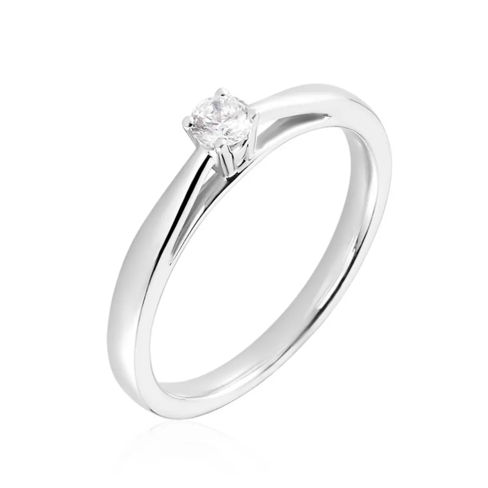 Bague Solitaire Iris Or Blanc Diamant