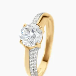 Bague Solitaire Messine Or Jaune Oxyde De Zirconium
