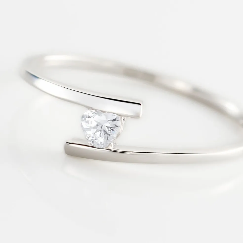 Bague Solitaire Moera Or Blanc Oxyde De Zirconium