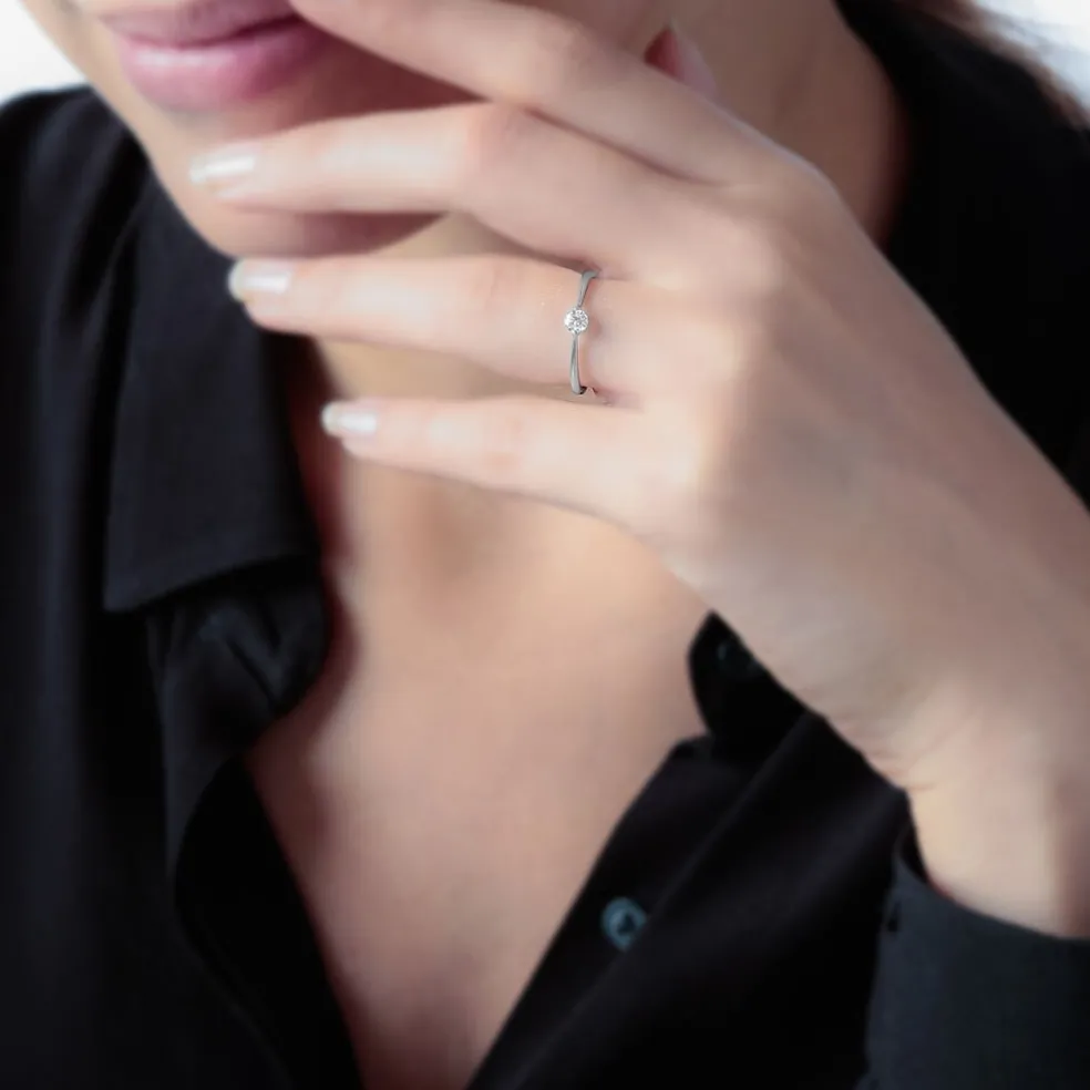 Bague Solitaire Natalia Or Blanc Diamant