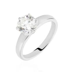Bague Solitaire Natalia Or Blanc Diamant Synthetique