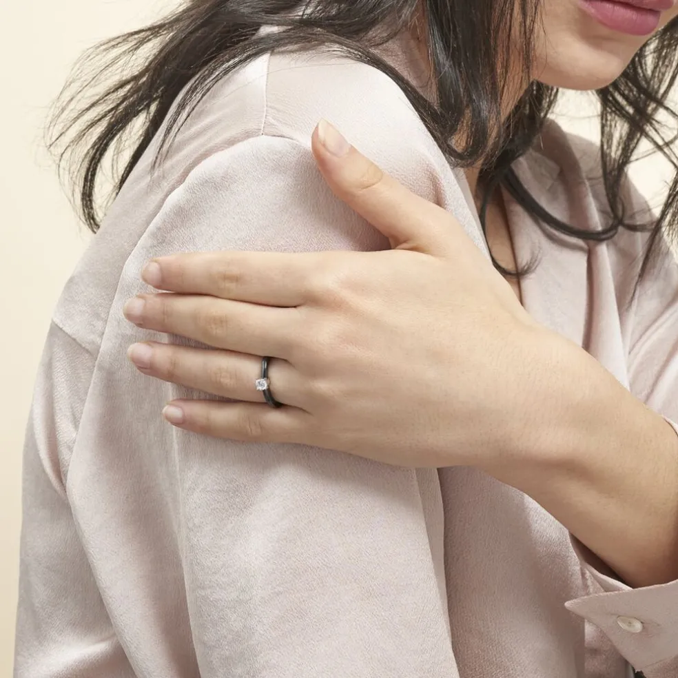 Bague Solitaire Nigelia Argent Blanc Oxyde De Zirconium