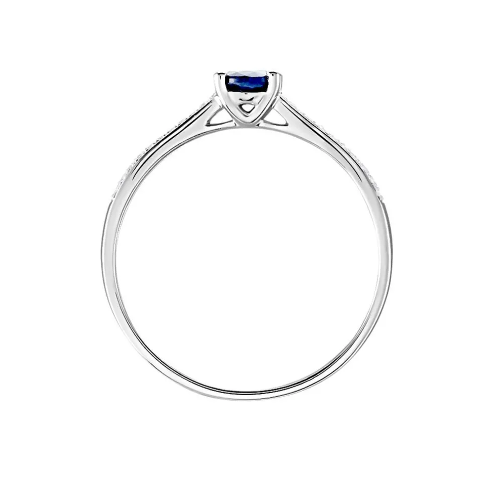 Bague Solitaire Or Blanc Crista Saphir Diamants