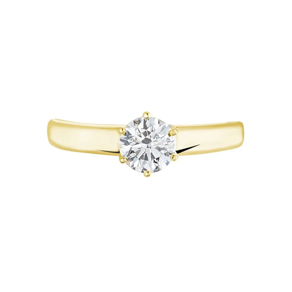 Bague Solitaire Or Jaune Diamant Synthetique