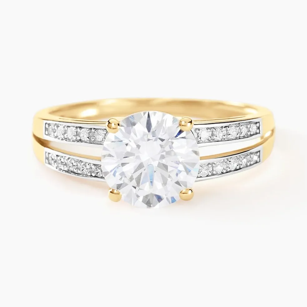 Bague Solitaire Or Jaune Anthyme Oxyde De Zirconium