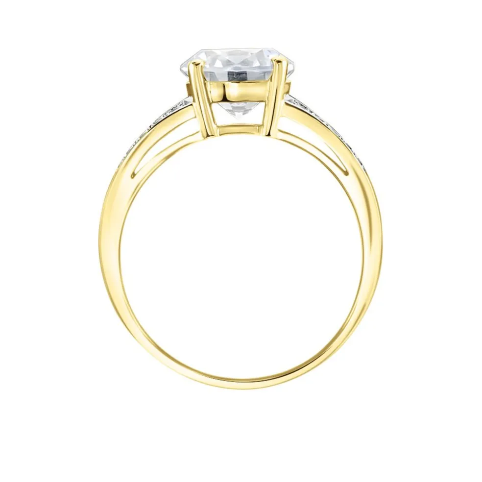 Bague Solitaire Or Jaune Anthyme Oxyde De Zirconium