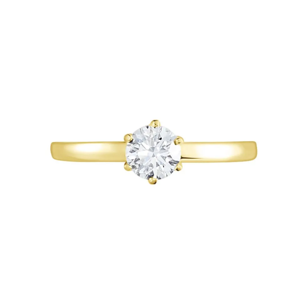 Bague Solitaire Or Jaune Diamant Synthetique