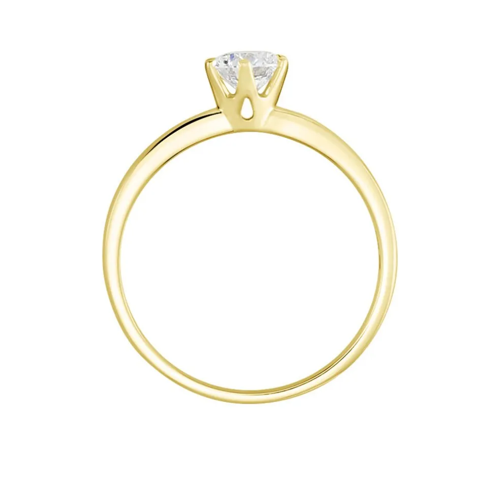 Bague Solitaire Or Jaune Diamant Synthetique