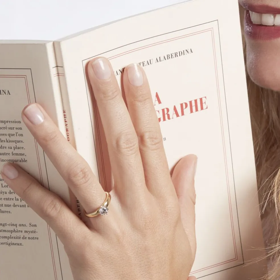 Bague Solitaire Or Jaune Diamant Synthetique