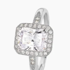 Bague Solitaire Pilar Argent Blanc Oxyde De Zirconium
