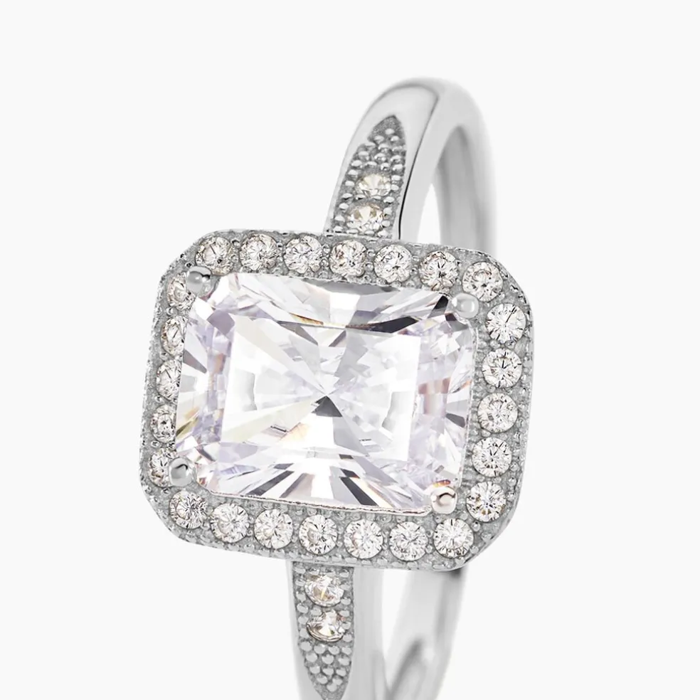Bague Solitaire Pilar Argent Blanc Oxyde De Zirconium