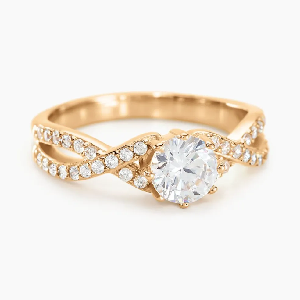 Bague Solitaire Plaqué Or Jaune Arienne Oxydes De Zirconium