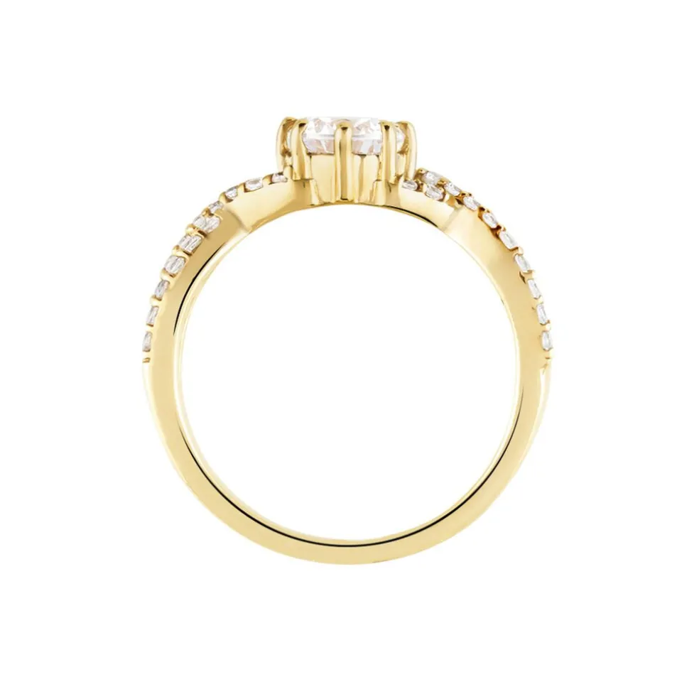 Bague Solitaire Plaqué Or Jaune Arienne Oxydes De Zirconium