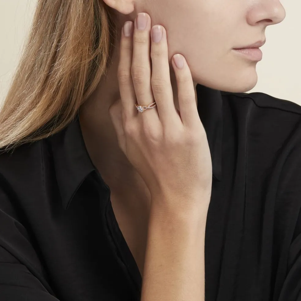 Bague Solitaire Plaqué Or Jaune Arienne Oxydes De Zirconium
