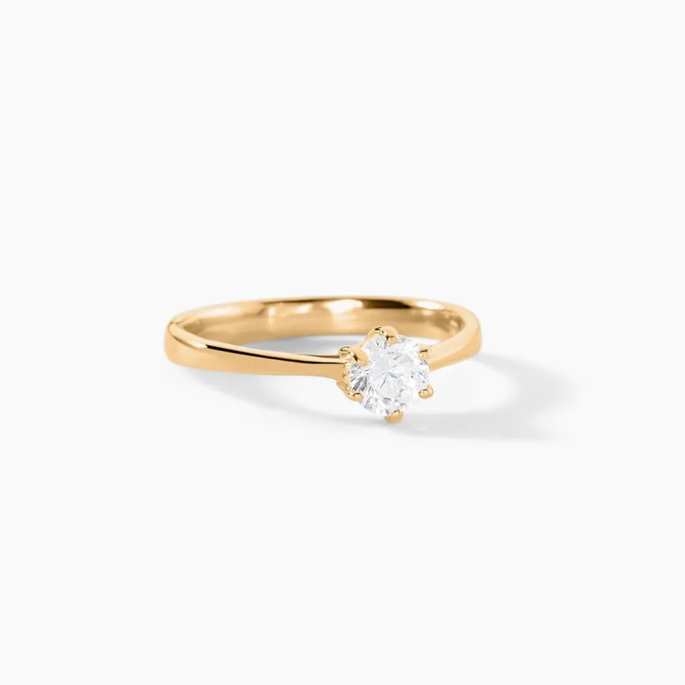 Bague Solitaire Plaqué Or Jaune Eulia Oxyde De Zirconium