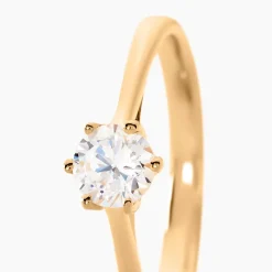Bague Solitaire Plaqué Or Jaune Eulia Oxyde De Zirconium