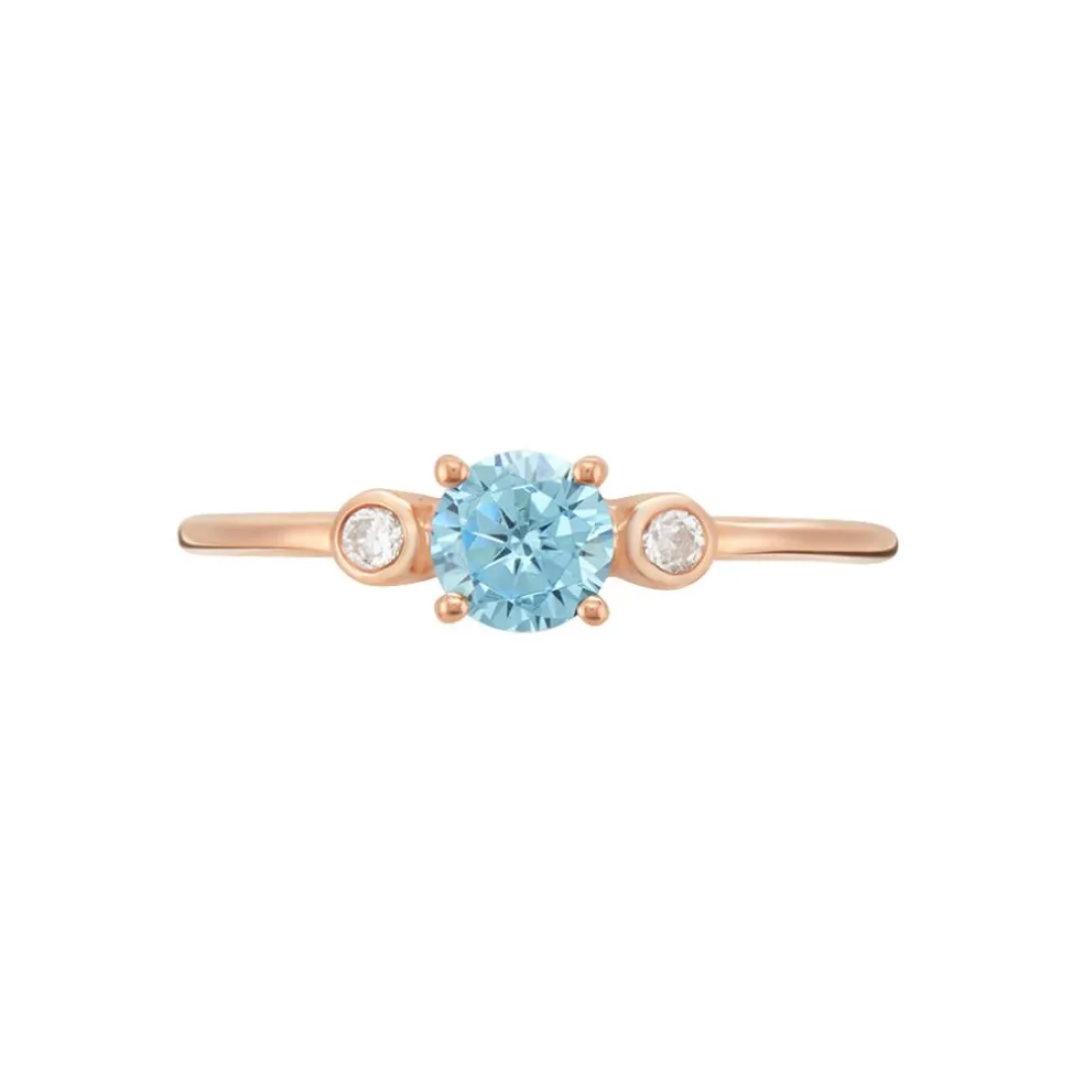 Bague Solitaire Shir Argent Rose Oxyde De Zirconium
