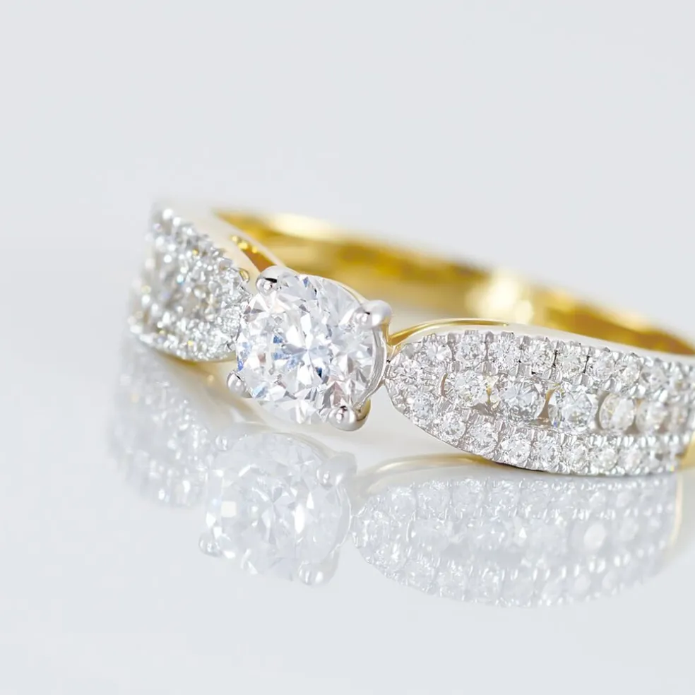 Bague Solitaire Stockholm Or Jaune Diamant Synthetique