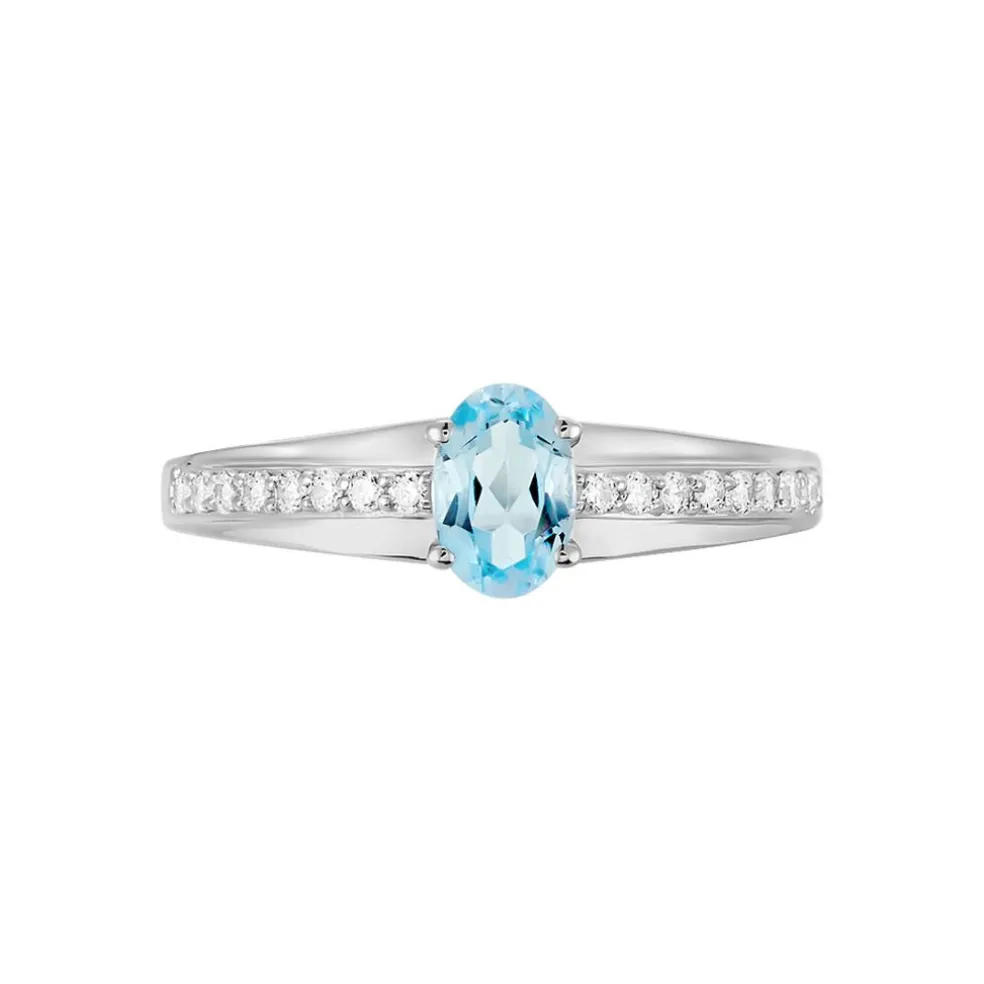 Bague Solitaire Tahyss Or Blanc Topaze Et Oxyde De Zirconium