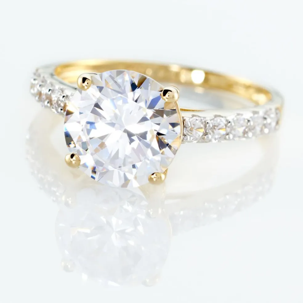 Bague Solitaire Terese Or Jaune Oxyde De Zirconium