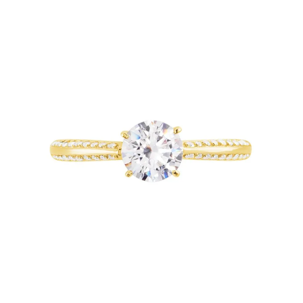 Bague Solitaire Veronique-marie Or Jaune Oxyde De Zirconium