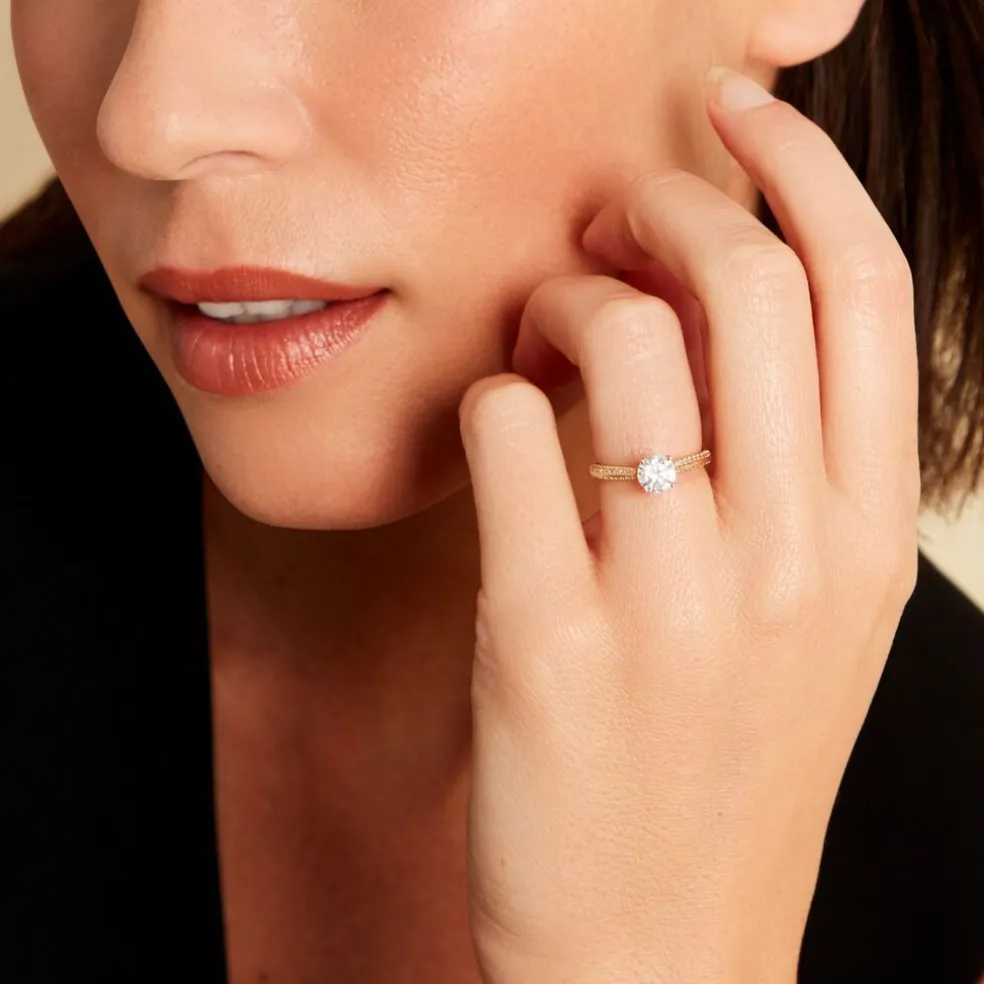 Bague Solitaire Veronique-marie Or Jaune Oxyde De Zirconium