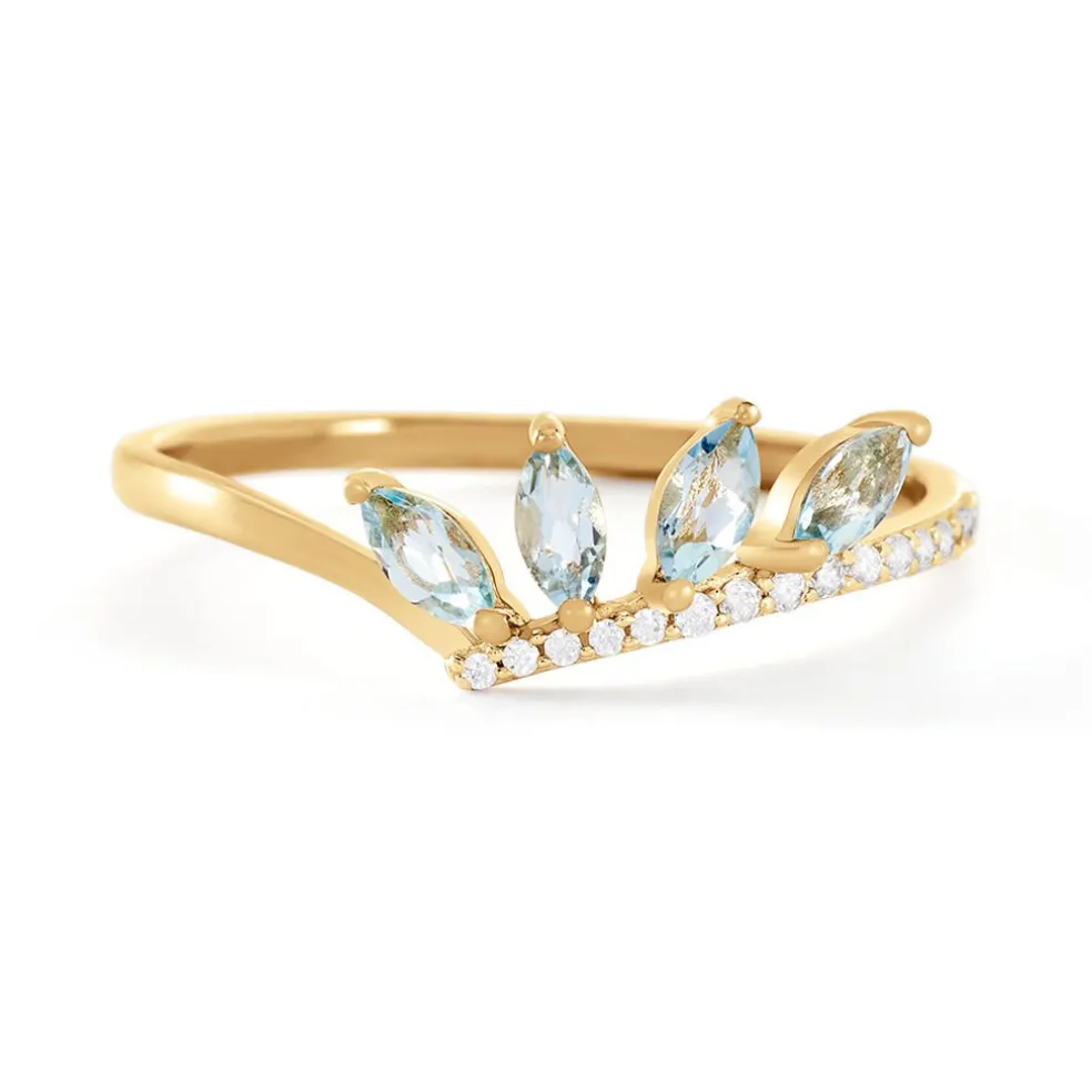 Bague Tiara Or Jaune Topaze Oxyde De Zirconium