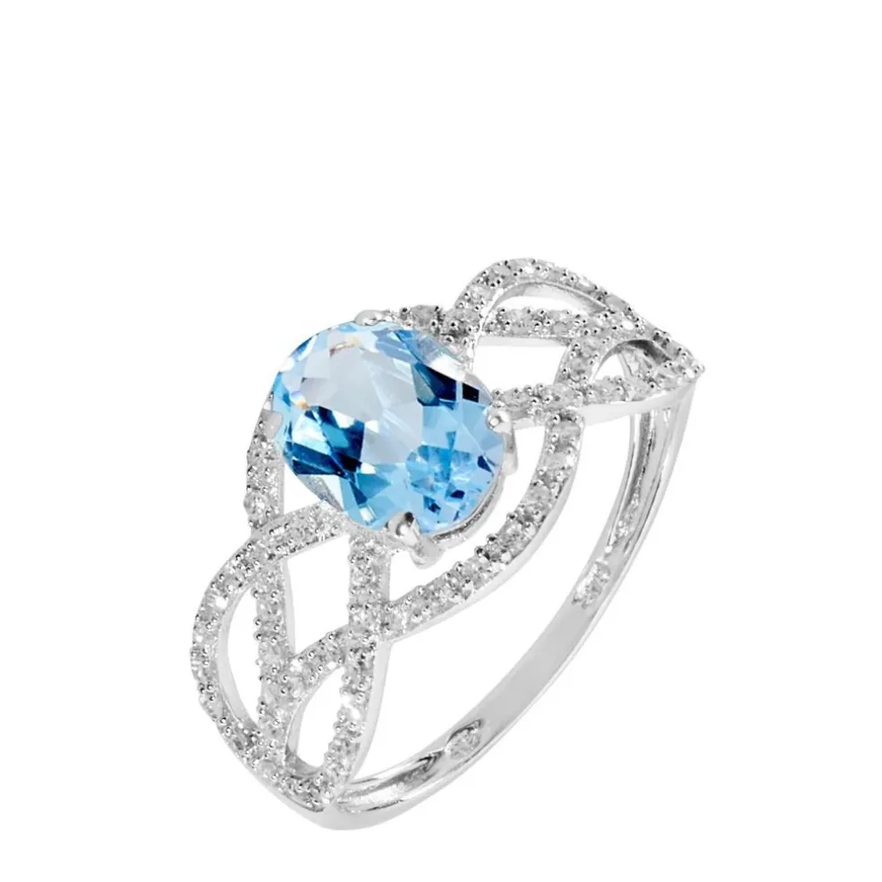 Bague Tina Or Blanc Topaze Et Diamant