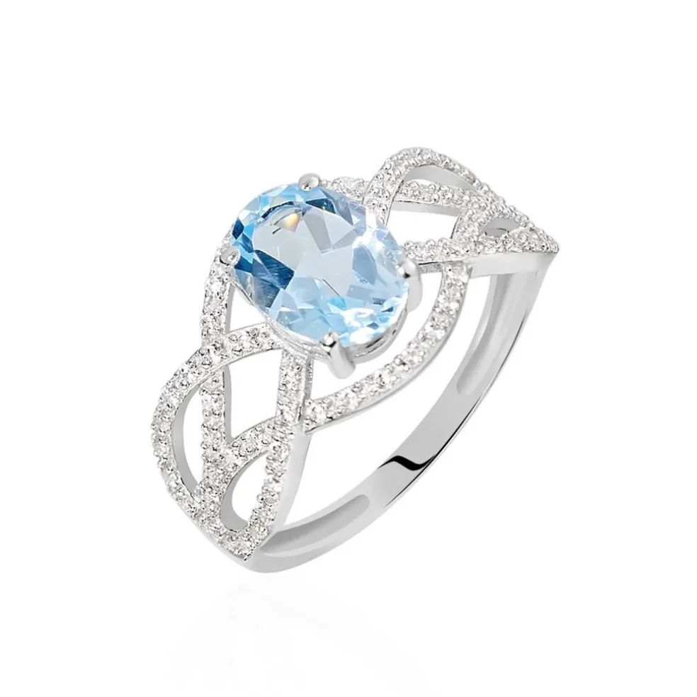 Bague Tina Or Blanc Topaze Et Oxyde De Zirconium