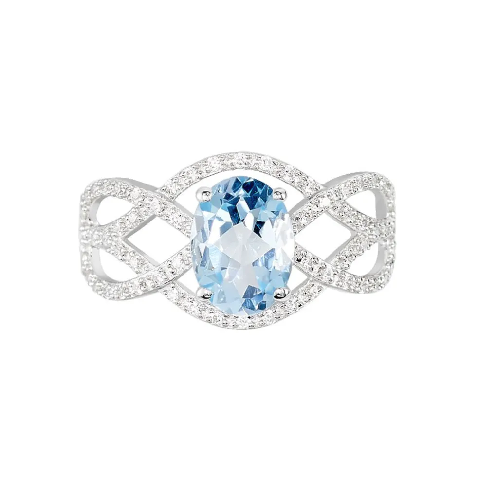 Bague Tina Or Blanc Topaze Et Oxyde De Zirconium