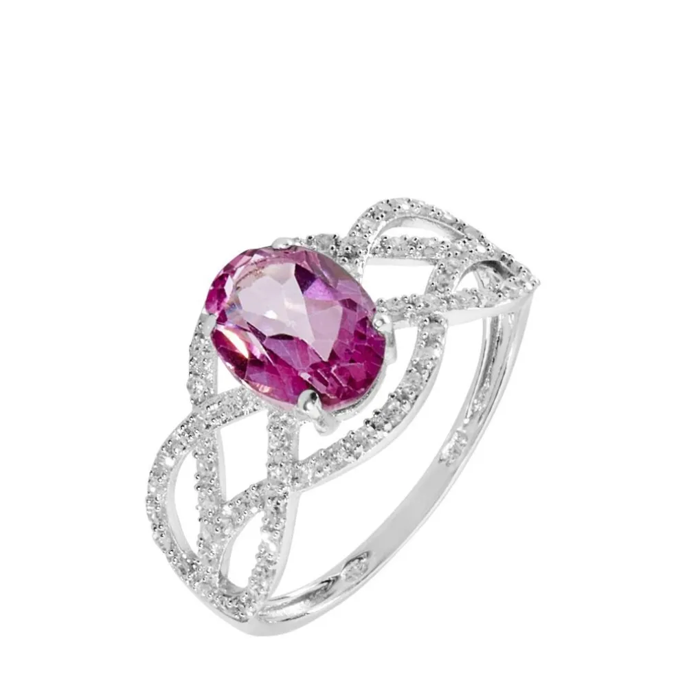 Bague Tina Or Blanc Topaze Et Diamant