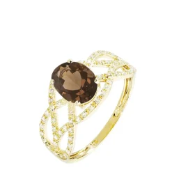 Bague Tina Or Jaune Quartz Et Diamant