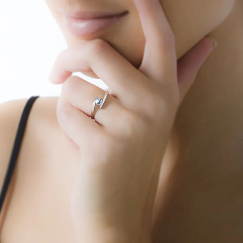 Bague Tiphaine Or Blanc Saphir