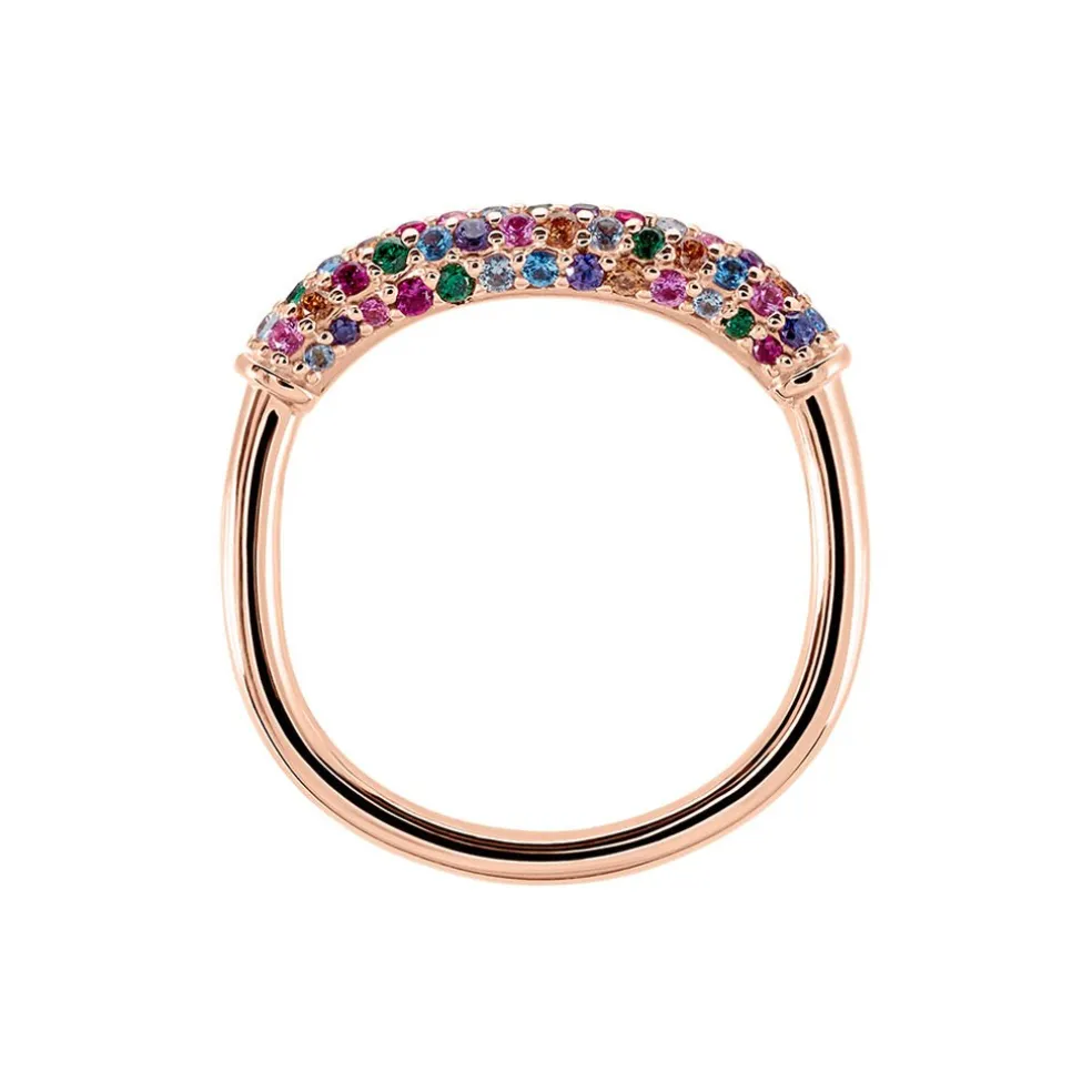 Bague Urban Call Argent Rose Pierre De Synthese Oxyde De Zirconium