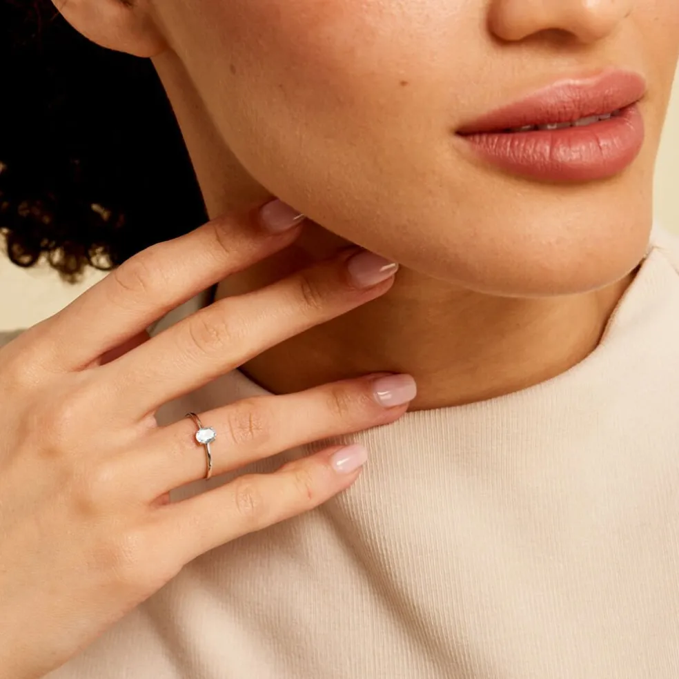 Bague Valentino Or Blanc Topaze