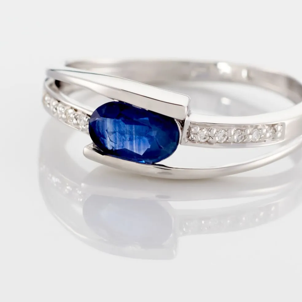 Bague Viyan Or Blanc Saphir Et Diamant