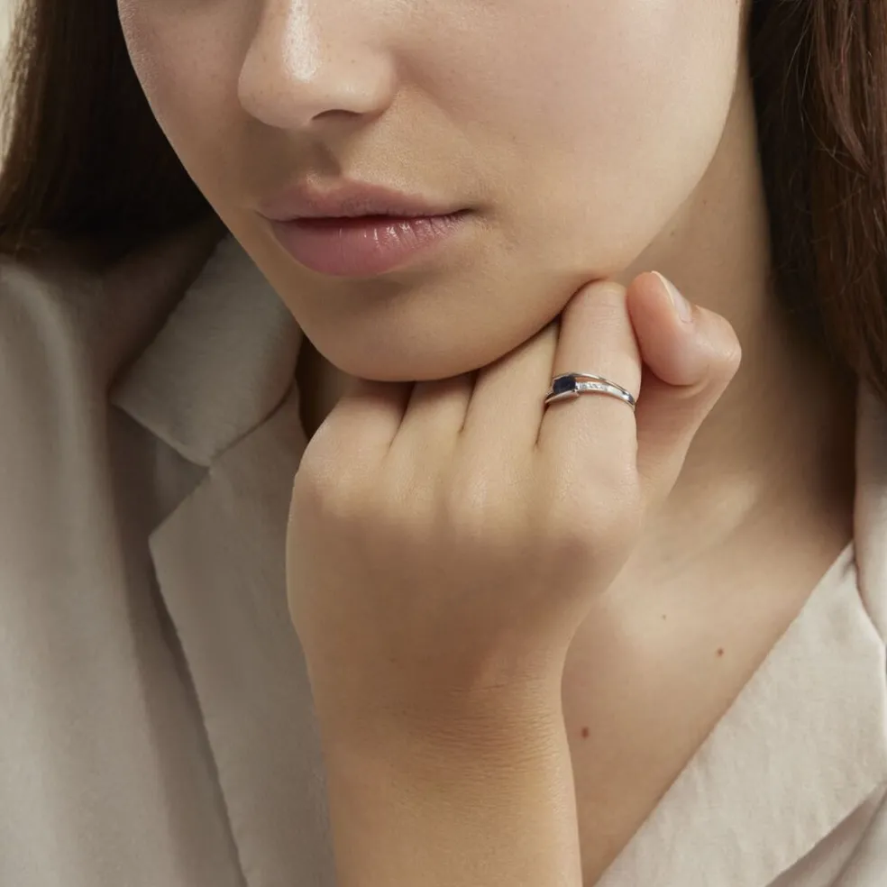 Bague Viyan Or Blanc Saphir Et Diamant