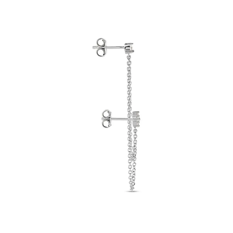 Bijou D'oreille Unitaire Arthusa Argent Blanc Oxyde De Zirconium