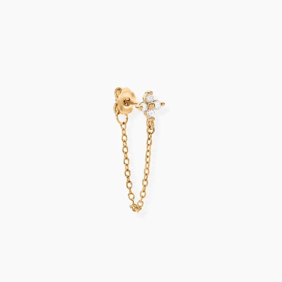 Bijou D'oreille Unitaire Astrid Plaqué Or Jaune Oxyde De Zirconium