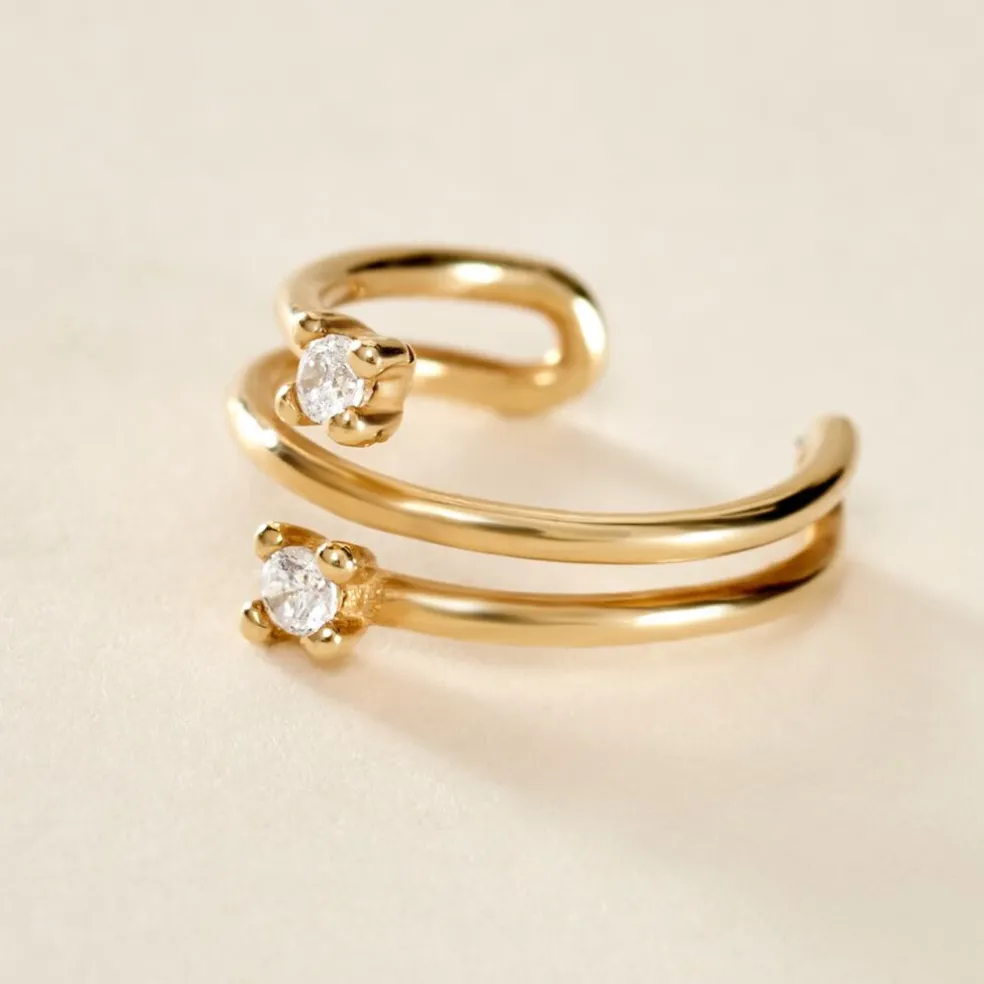 Bijou D'oreille Unitaire Eclat D'etoile Or Jaune Oxyde De Zirconium